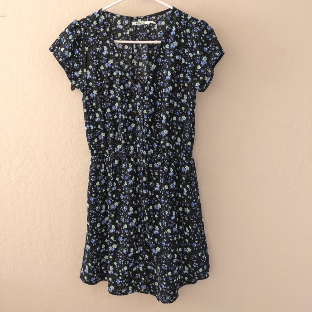 Kimchi Blue Black Floral Mini Dress